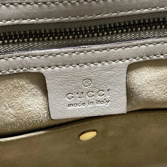 Auth GUCCI Horsebit 319795 White Dark Gray Leather - Tote Bag - Picture 7 of 16